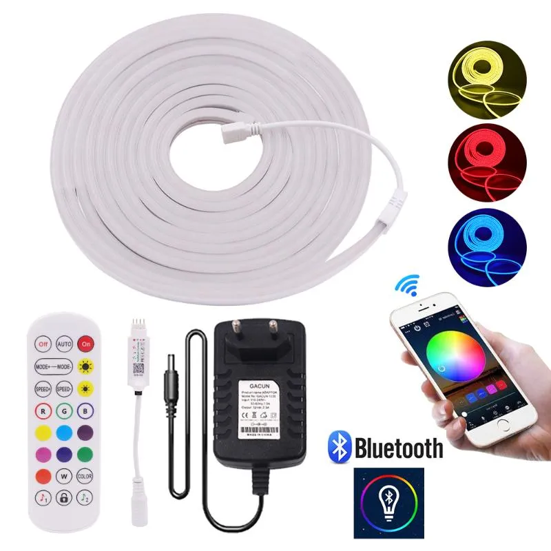 Strips RGB Neon Light 12V LED Strip 3535 Ribbon Sign 5X11MM Outdoor Waterproof Bluetooth Rope Diode Tape 108Leds/m Stripe