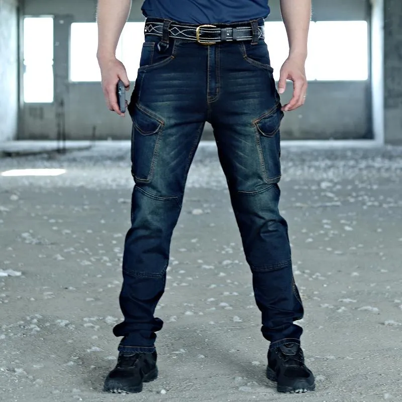 Тектические джинсовые штаны военные многосайно-эластичности Swat Combat Jeans Mens Устойчивые к грузовым ковбойским брюкам Pantalon Homme M193f