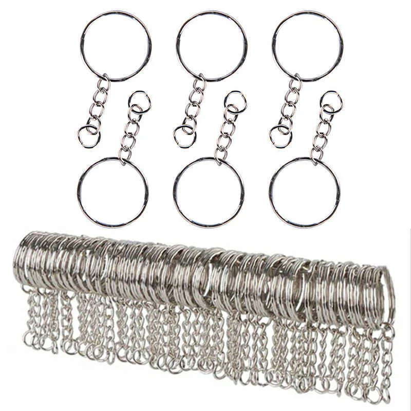 10/20/40/60Pcs Stainless Key Chains Alloy Circle DIY Keyrings Jewelry Keychain 25mm Making Jewelry Accessories G1019