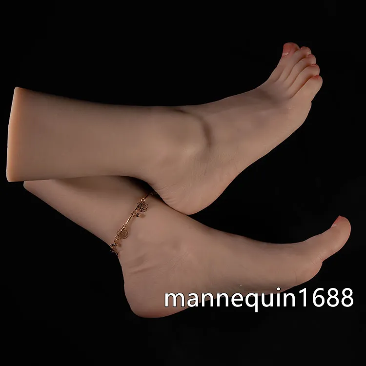 Platinum Silicone Foot Model Female Feet Realistic Display 22cm Bendable  Toes 