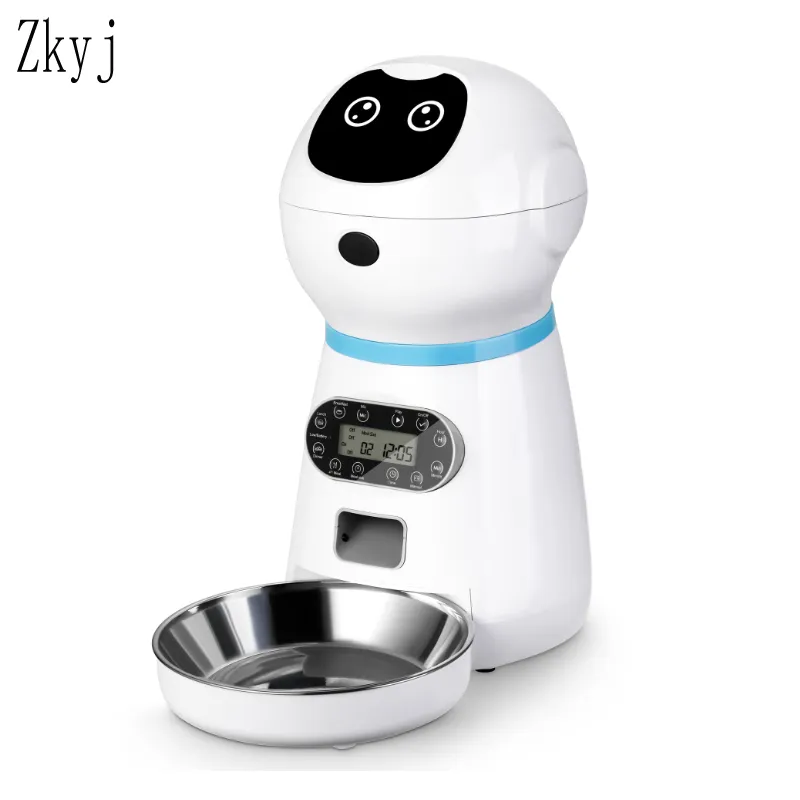 Plug Automatic Pet Feeders With Voice Record Stainless Steel Bowl Auto Cat Timer Dispenser Dog Accessories