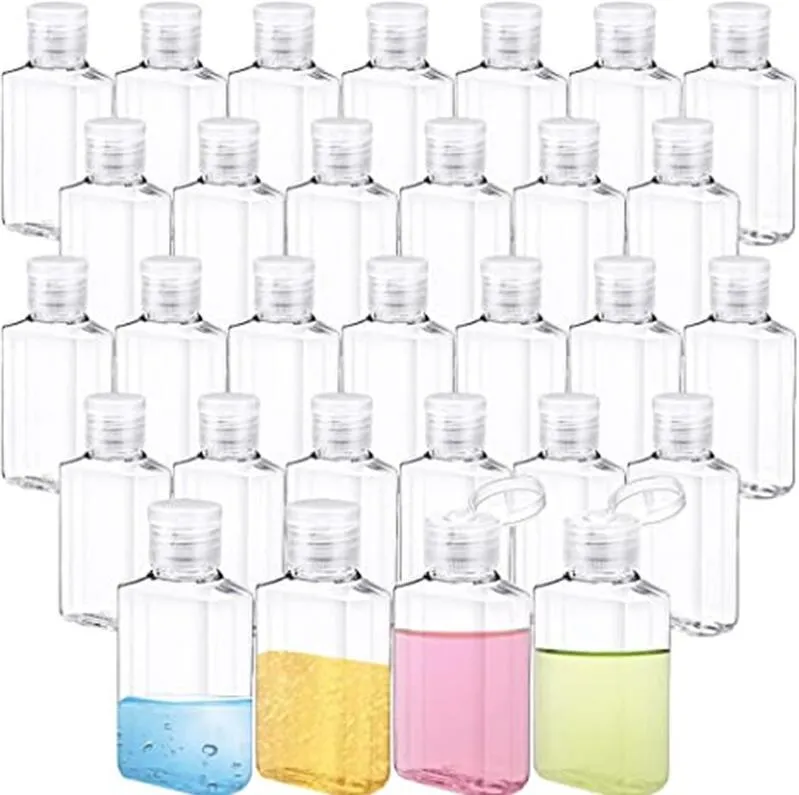 30ml 60mlの空の旅行ボトル透明なプラスチック化粧品の革の透明なプラスチック化粧品の瓶シャンプーローションのための漏れ止め式のトイレタリー容器
