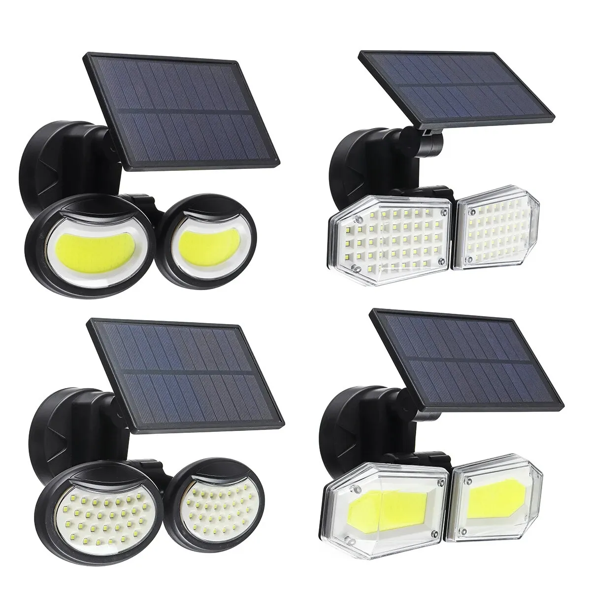 Double Head Motion Sensor LED Solar Light Outdoor Spotlight Waterproof Rotatable Wall Lamp - 56LED