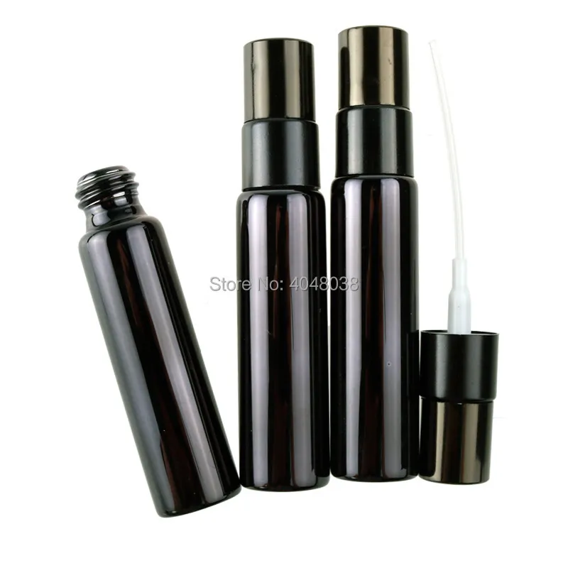 Black Lucifuge Small Cosmetic Press Pump Bottle Glass Liner Perfume Refillable Bottle Electroplate 10 ML Spray Vials 50 pcslot (5)