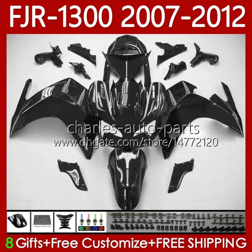 OEM Body for Yamaha FJR-1300 FJR 1300 A CC 2007 2008 2008 2008 2010 2012 Bodywork 108No.76 Brilhante preto FJR1300A FJR-1300A 01-12 FJR1300 07 08 09 10 11 12 Moto Jogo de Feira