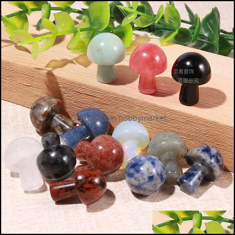 Mini Mushroom Statue Natural Stone Carved Decoration Quartz Hand Polished Healing Crystal Reiki Trinket Gift Room Ornament