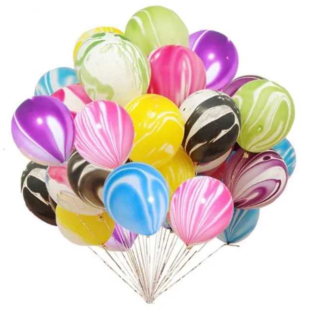 3.2g Wedding Decoration Agate Marble Balloons Colorful Latex Air Baloes for Birthday Party Supplies 12inch