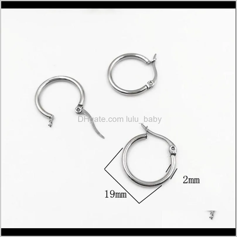 50pcs/lot wholesale jewelry stainless steel findings silver color earrings hoop for ear diy drop earring hoop settings
