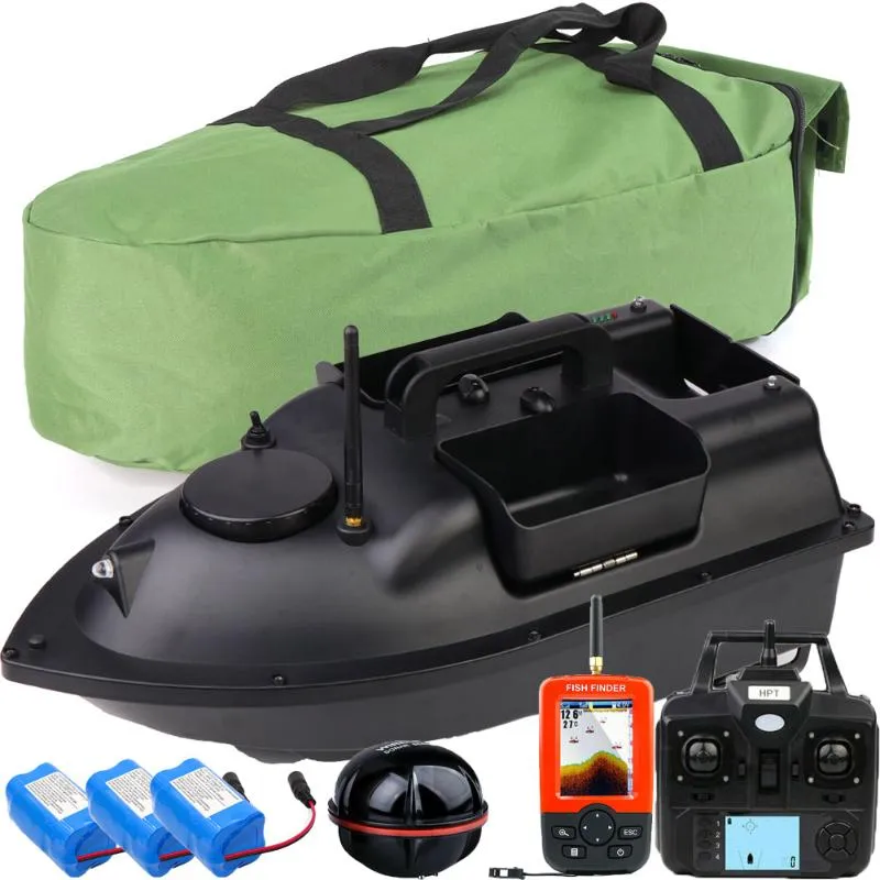Fish Finder 500M Беспроводная GPS Fishing Bait Boat 3 Hoppers игрушка Пульт дистанционного управления SpeedBoat, GPS LCD Fishfinder, сумочка, запасные батареи наклонные