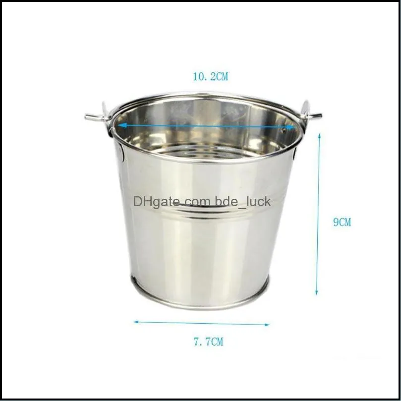 Ice Buckets And Coolers Stainless Steel Mini Snack Barrel Icing Bucket French Fries Tin Pails