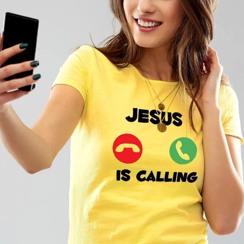 Dames T-shirt Dames Jesus is Calling Funny Humor Gedrukt gepersonaliseerde Tee in Wit XS-4XL Plus Size Tops Vrouwelijke Leisure Culturele T-shirts