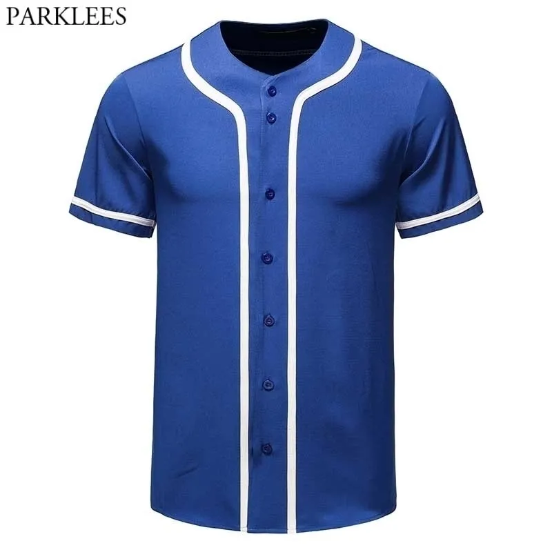 Royal Blue Bayball Jersey Мужчины Женщины Летнее Короткая Рукав Хип-хоп Swag Streetwear Мужской Команда Униформа Пляж Бейсбол футболка 210522