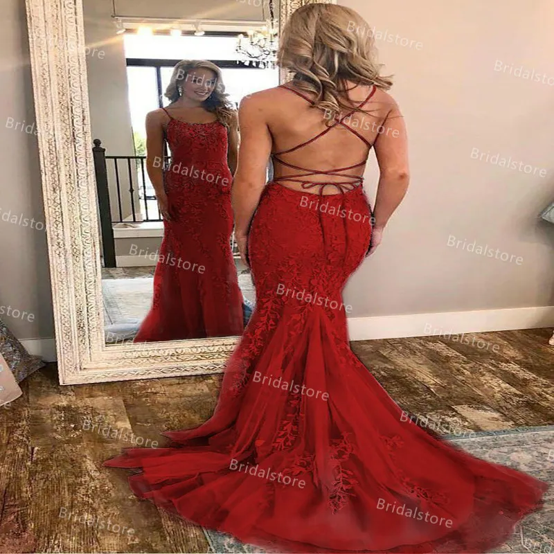 red mermaid prom dresses