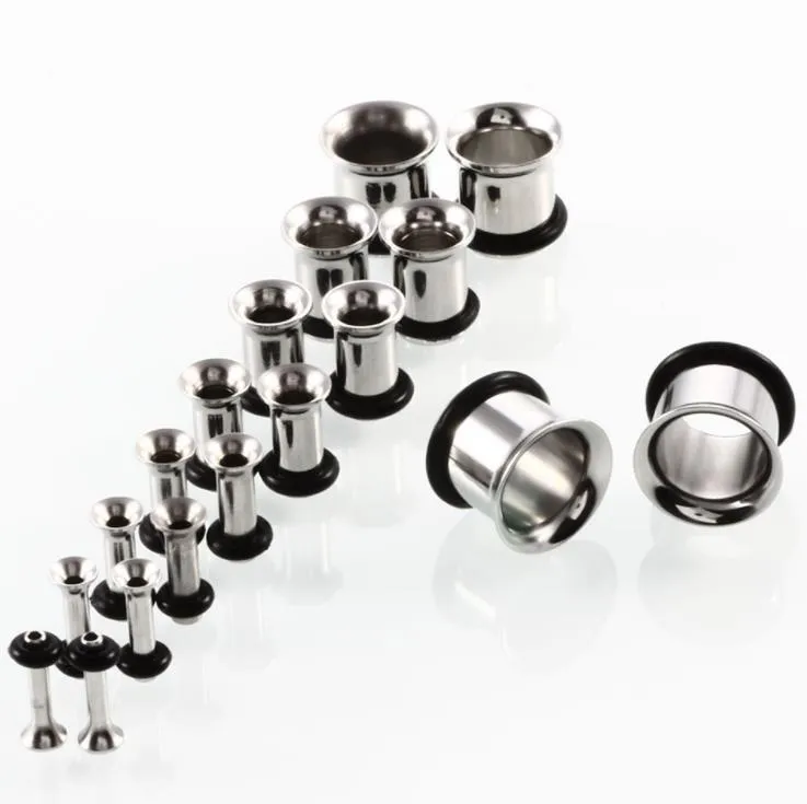 Ear Plugs F20 Mix 3-14Mm 100Pcs/Lot Stainless Steel Single Flare Flesh Tunnel Piercing Jewelry
