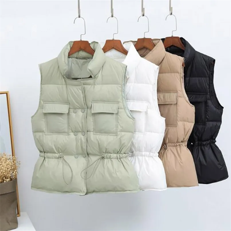 Herfst Winter Duck Down Jassen Vrouwen Vest Korte Tuniek Vaillat Spring Puffer Jacket Slanke Parkas 210915