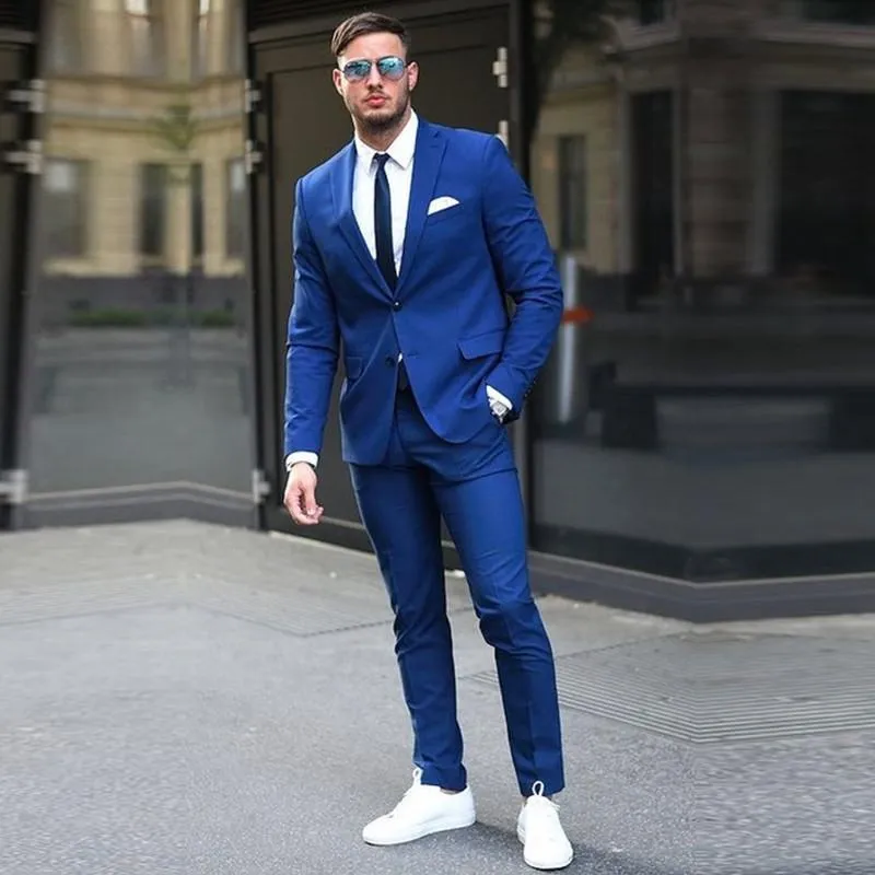 Custom Made Two Buttons Royal Blue Men Suit 2021 Fashion Design
