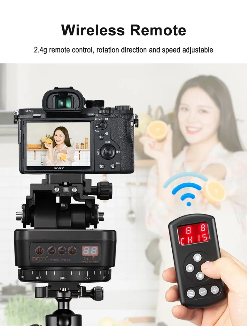 YT-1000 Panoramic CN(Origin) head Automatic Tripod Stabilizer Motorized Rotating remote control for Phones Cameras DSLR