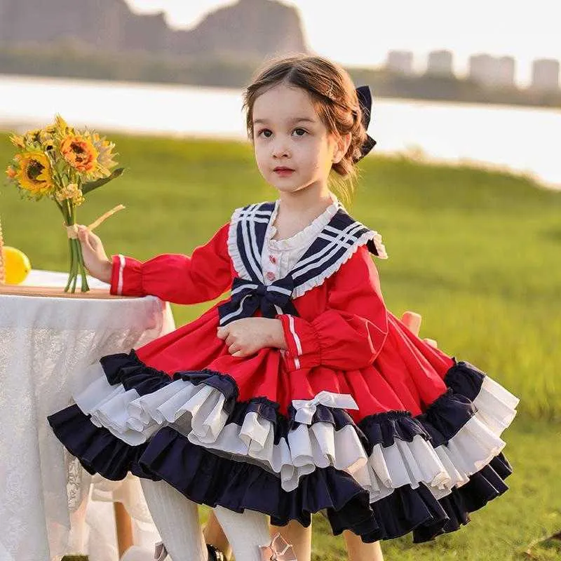 赤ちゃん子供のためのスペインの女の子の王女のドレス誕生日の誕生日パーティードレス幼児ロリータボールガウンブティック服210615