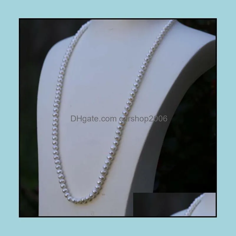 7-8mm White Natural Pearl Beaded Necklace 19inch Bridal Jewelry Choker Gift