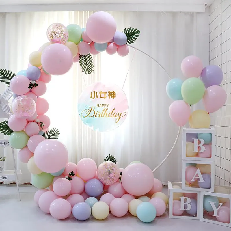 98 cm Vit plastballongbågsring Gör-det-själv-bakgrundshållare Cirkel Ballong Kolumn Bas Baby Shower Födelsedag Bröllopsfest Dekor Dekoration