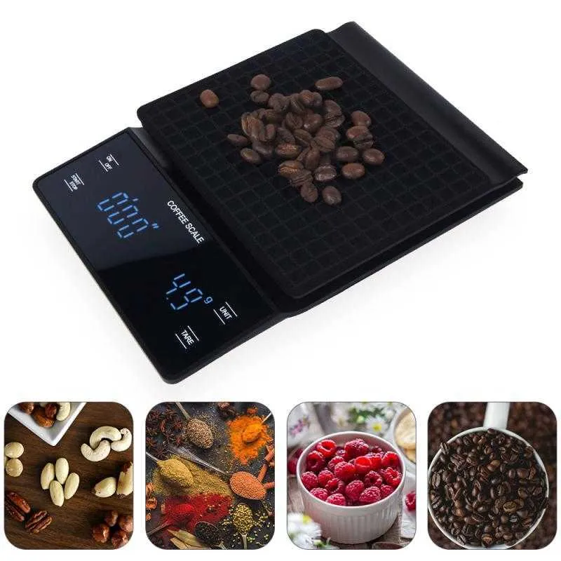 3kg 0.1g Coffee Drip Scale Digital Mini LED Display With Timer Kitchen Jewelry s Measuring Tools 210728