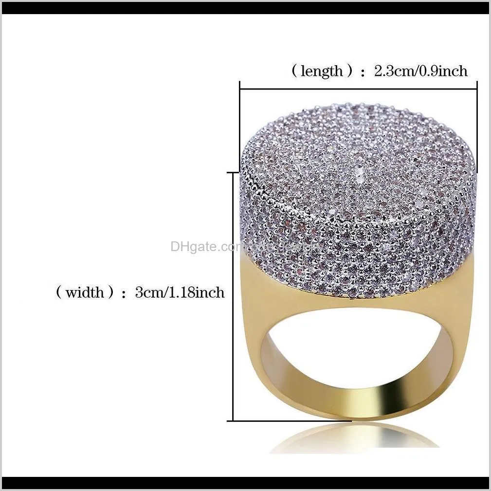 cubic zirconia rings for hiphop man european and american style big size gold plated copper circle cluster rings grade quality rings