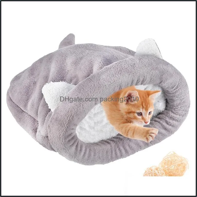 Cat Supplies Home Gardencat Beds & Furniture Cute Pet Cats Sleeping Bed Bag Warm Cozy Coral Fleece Ered Snle Sack For Puppy And Other Small