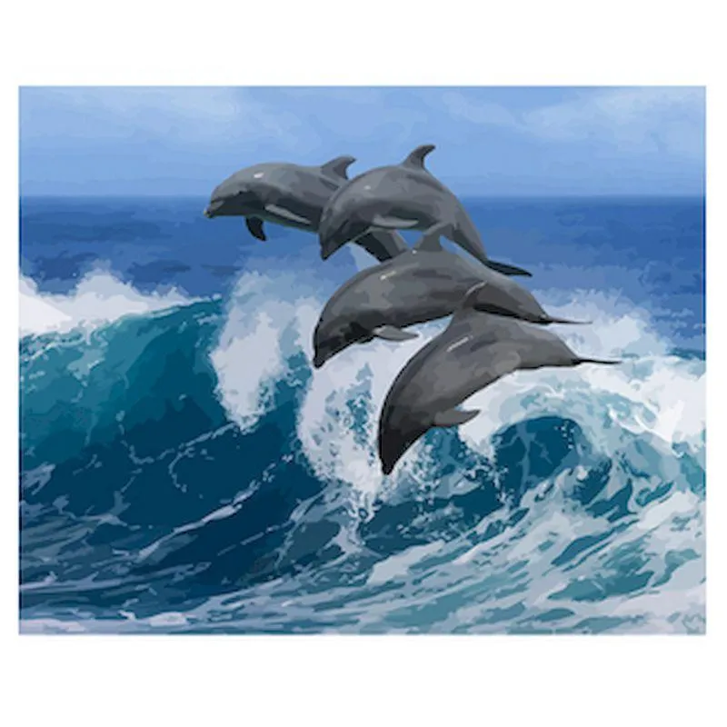 Dolphin Painting By Number Oil Picture Acrylic Paint For Adults On Canvas With Frame Animal Drawing Coloring Decor Art Paintings