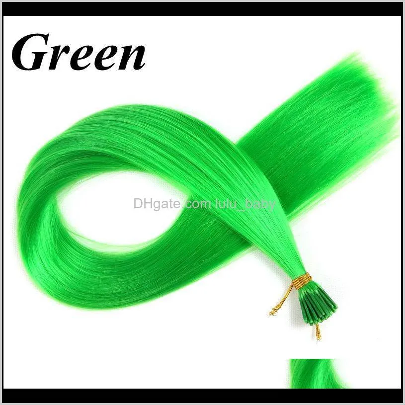 colorful pre-bonded stick i tip synthetic hair extensions 22inch 1g/strands loop micro ring hair popular