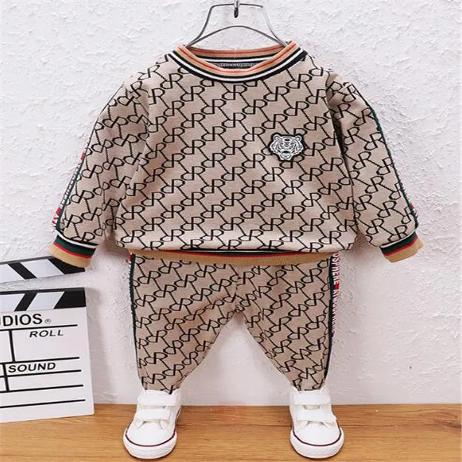 Enfants garçons vêtements ensembles nouvelle mode enfant en bas âge bébé pull sweat + pantalon deux pièces costume automne hiver enfants vêtements