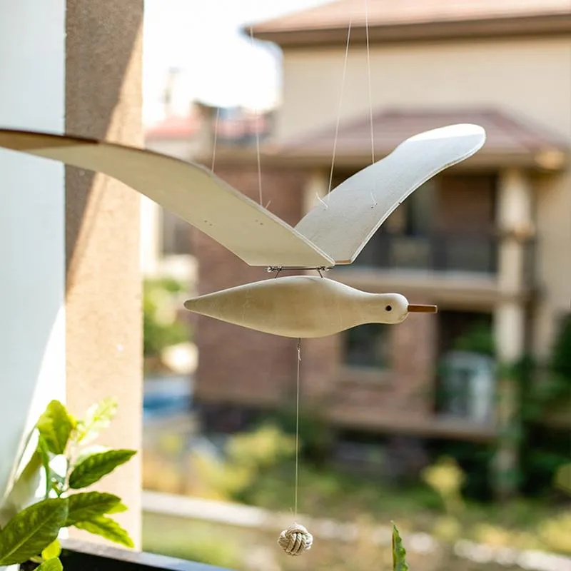 Objets décoratifs Figurines manuel en bois oiseau volant carillon éolien pendentif aérien chambre de bébé décoration suspendue carillons pour enfants