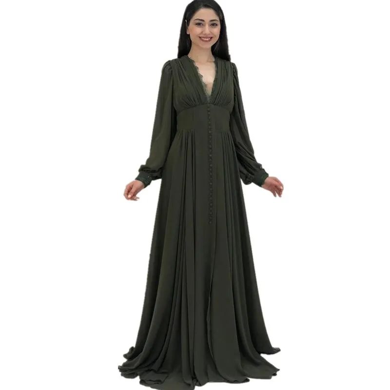 hunter green dress long sleeve Leslie Bottle Green Long-Sleeve Twisted Split Maxi Dress – Club L London main image 1