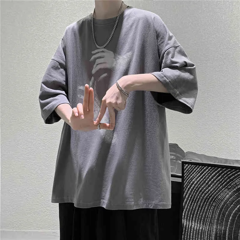 2020 Män Kläder Kpop Koreanska Style Oversized T-shirt Streetwear Hip Hop T-shirts Ulzzang Tryckta Korta Ärmar Par Kläder Y0322