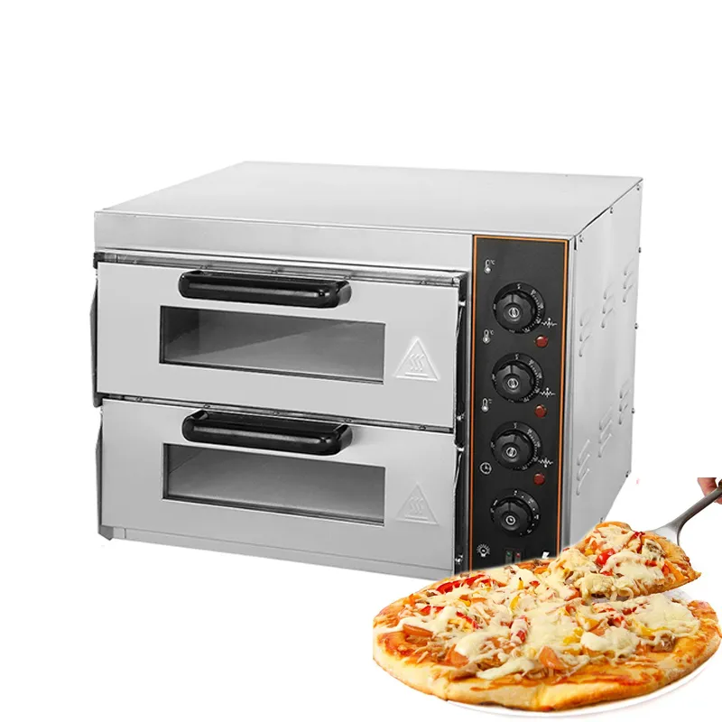 Forno de pizza elétrico comercial Duplo camada de cozimento máquina de forno pizza sobremesa maker cozinha cozimento ferramentas