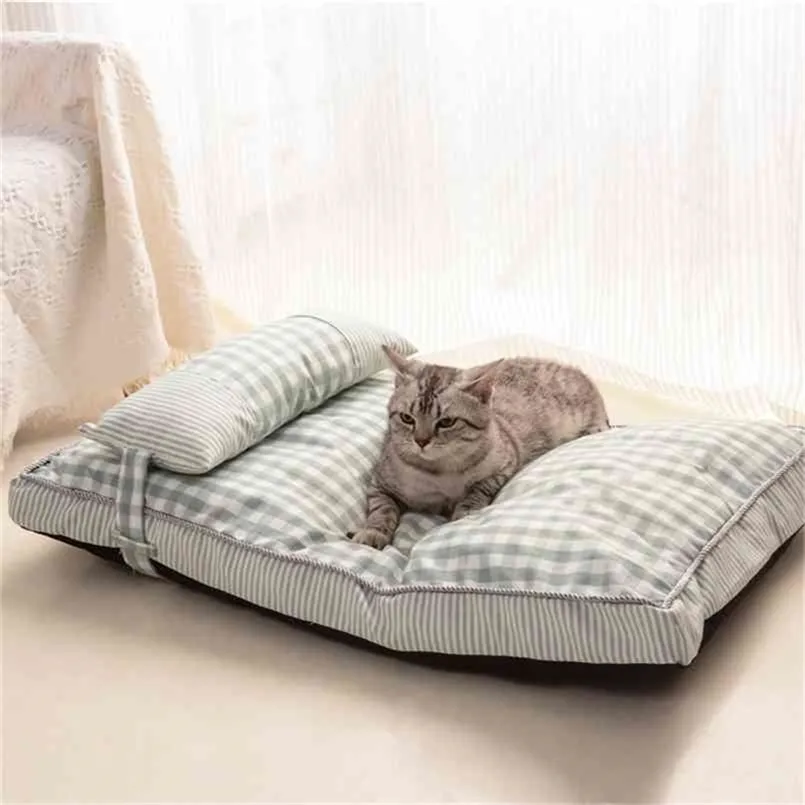 Miękkie Pet Łóżko Kennel Cat Four Seasons Ciepłe Przytulne Śpiwór Torba Mata Dog Dla Dużych Małych Małych dostaw 210924