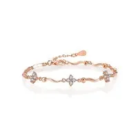 Korean curve love four leaf clover rose gold sweet bracelet. Women`s simple forest small pure and  fashion jewelry as gift.