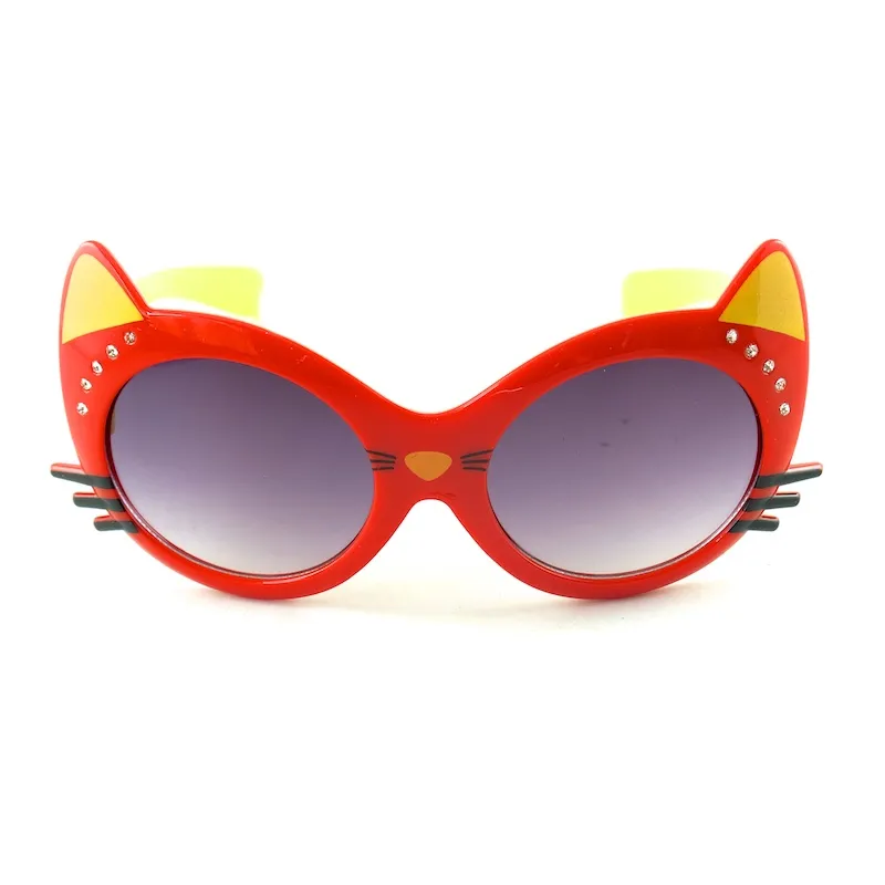 I bambini misurano gli occhiali da sole animali adorabili Cute Cat Design grandi occhiali con montatura con lenti UV400 6 colori all'ingrosso
