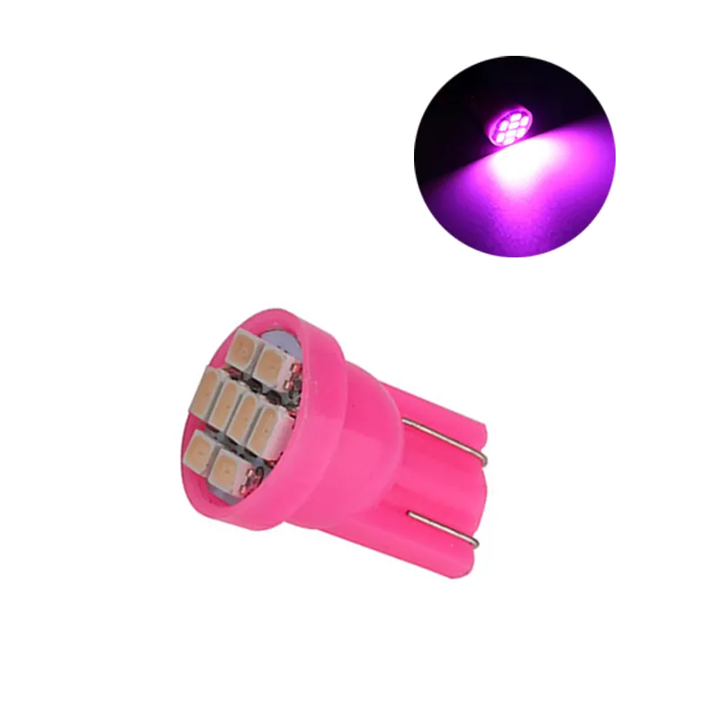 100Pcs 12V Purple Car Bulbs T10 W5W 194 192 168 2825 Wedge 8SMD 1206 LED Replacement Lamps Auto Interior Reading Map Dome Light