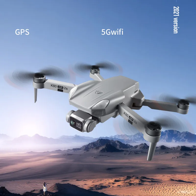 K80Air2s GPS Smart 5G Wifi 4K Doppia fotocamera Droni pieghevoli UAV Antenna Telecamera ad alta definizione Telecomando a quattro assi Aereo 10 pezzi