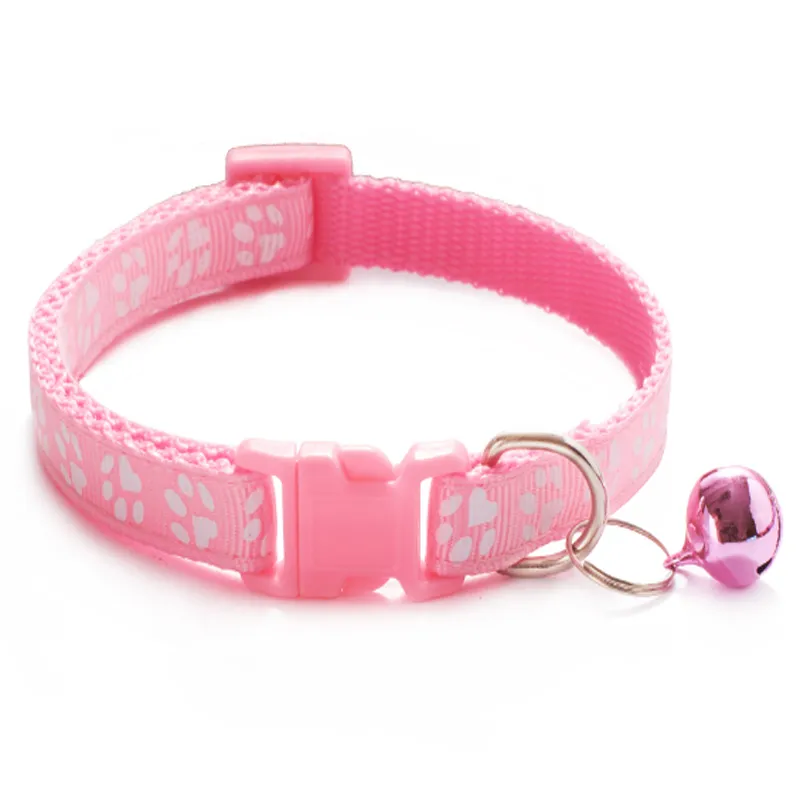 Kolorowe Cute Bell Zwierzęta Kołnierz Regulowany Klamra Cat Collar Pet Supplies Footprint Spersonalizowany kotek Mały pies Akcesoria