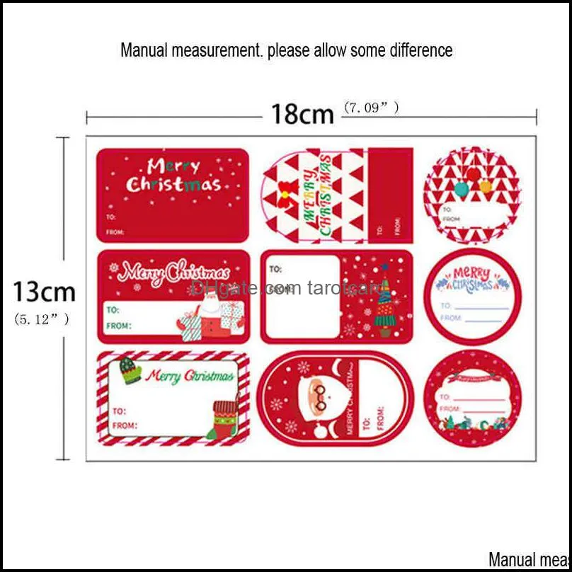 Merry Christmas Theme Sealing Sticker DIY Gifts Posted Baking Decoration Package Label Multifunction Santa Claus Elk Snowman Party wzg