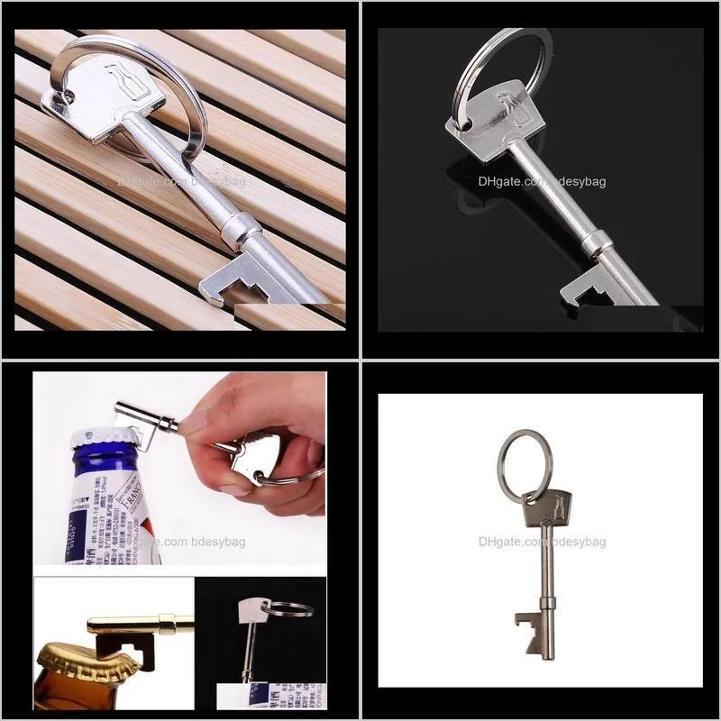 beer bottle opener key ring keychain silver zinc alloy key chain keyfob bar tool gift brand new
