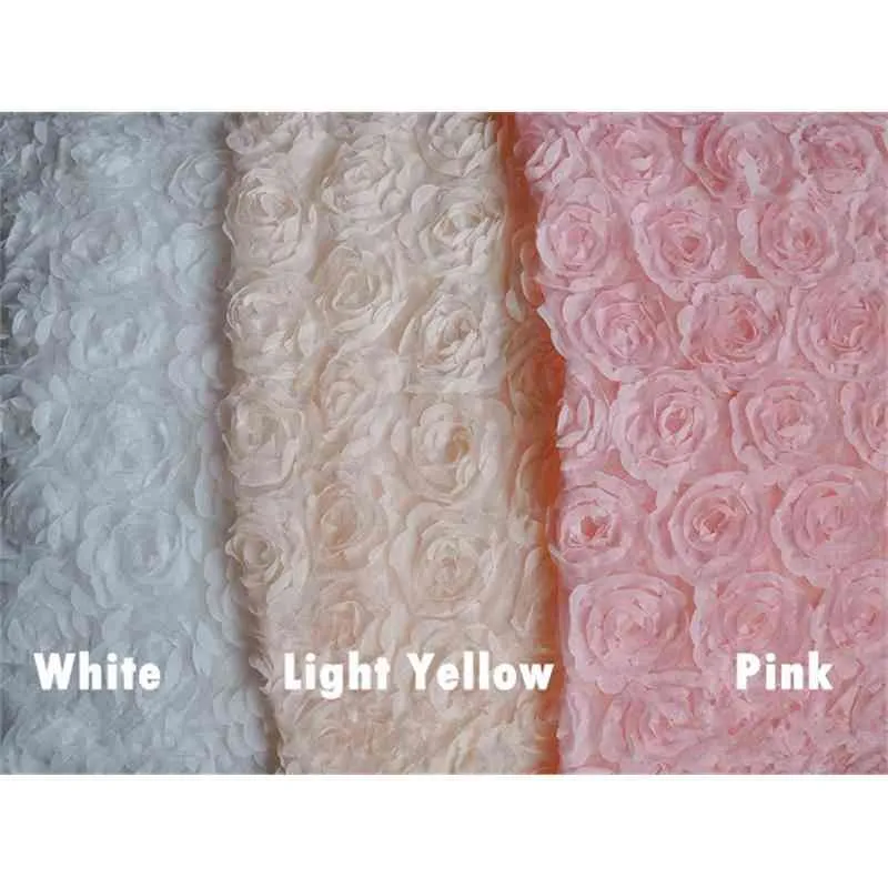 Blanc rose pivoine fleur tridimensionnelle dentelle rideau tissu tir matériel de fond RS577