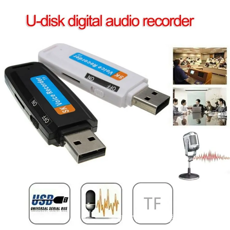 Digital Voice Recorder Minneskort USB K1 USB Flash Drive Dictaphone Pen Stöd upp till 32 GB Svart Vit i Retail Package Dropshipping