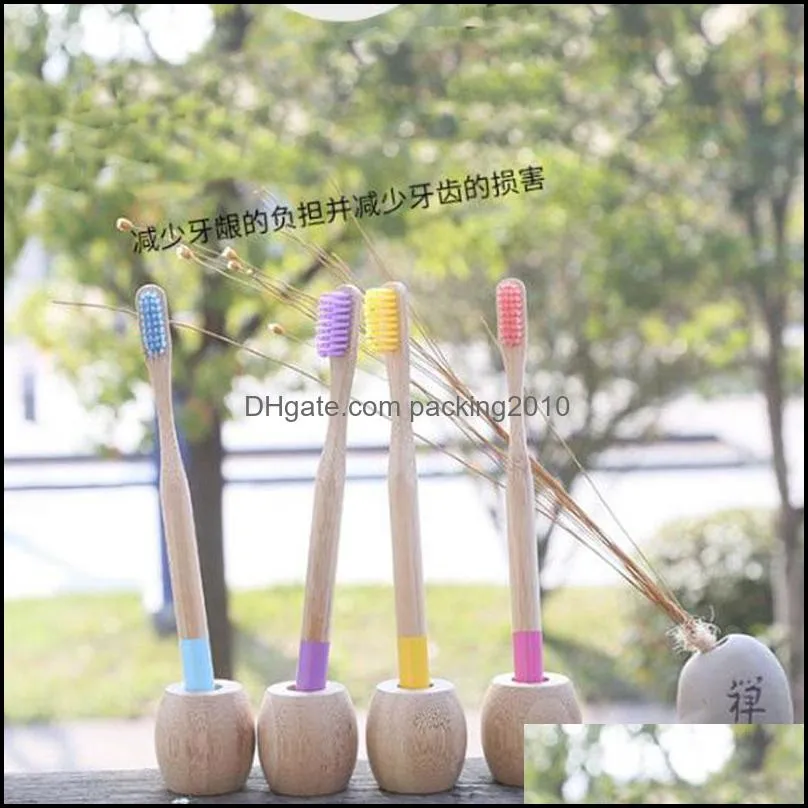 2019 new arrive candy color bamboo toothbrush adult round handle natural bamboo tube Eco-friendly toothbrushes Oral Care Soft Bristle
