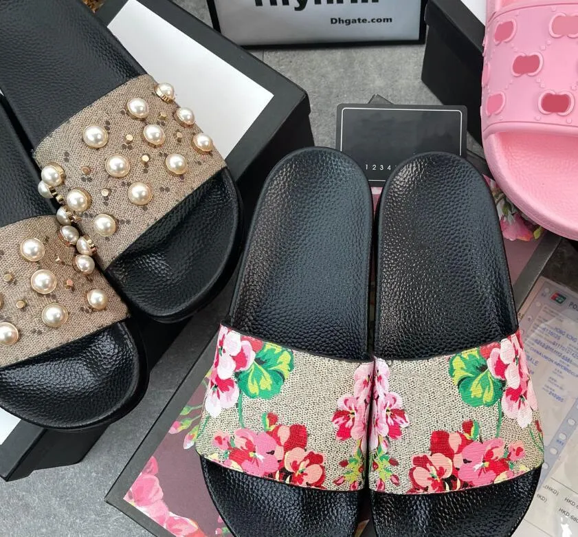 Men Women Sandals with Correct Flower Box Dust Bag Shoes snake print Slide Summer Wide Flat Slipper size 35-48