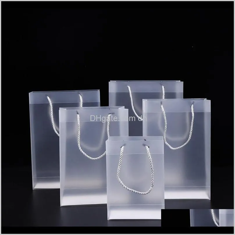 8 Size Frosted PVC plastic gift bags with handles waterproof transparent PVC bag clear handbag party favors bag OWB2667