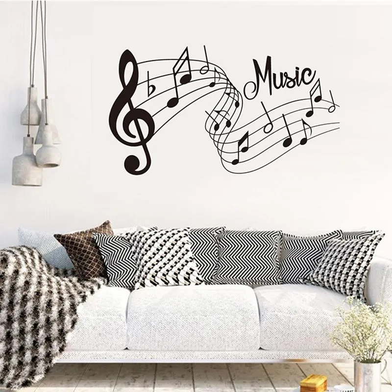 Adesivos de Parede Moda Arte Música Canções Som Notas Melody Decalques Decalques Papéis de Parede Home Quarto Sala de estar Decoração Adesivo # 202