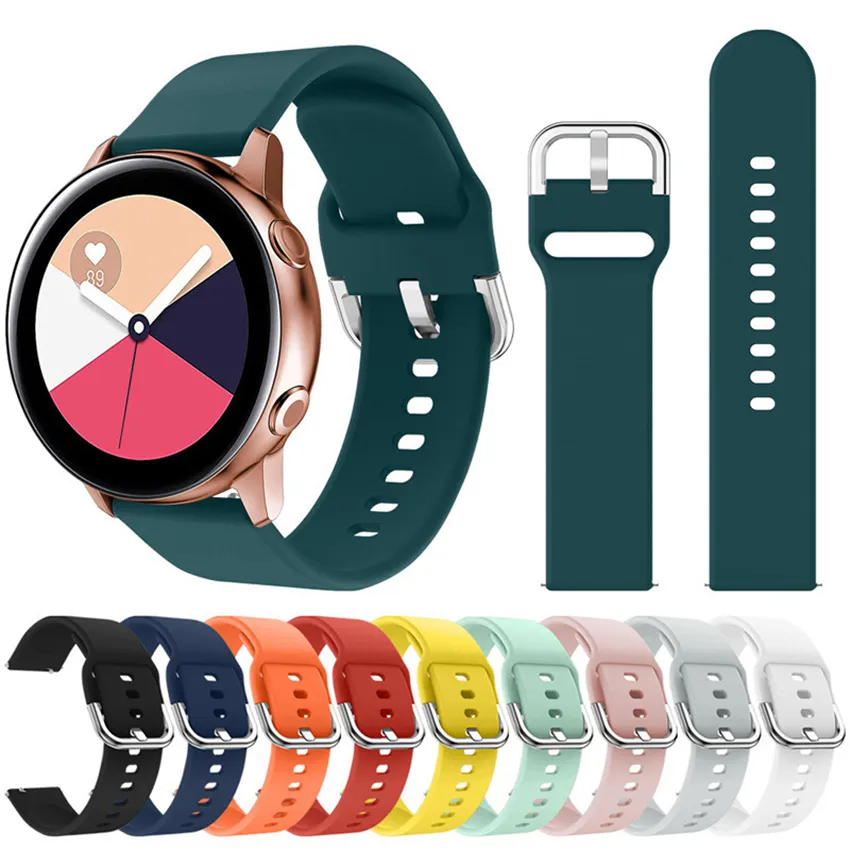 New 20mm Wristband Silicone Strap for Samsung Galaxy Watch Active SM-R500 Huami Amazfit Gear Sport Ticwatch 2 Replacement Watch Bands 22mm