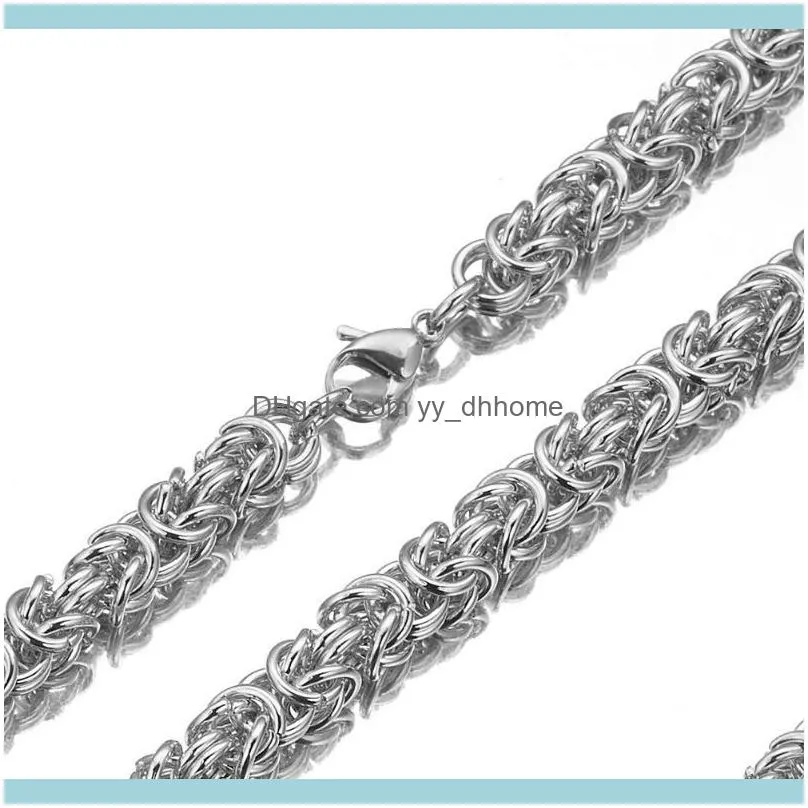 Granny Chic Silver Color Stainless Steel Chains Necklace for Men Byzantine Mens Necklaces Fashion Jewelry 6mm 7-40 inch